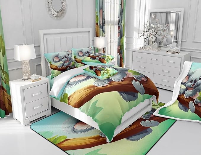 Feelyou Cute Koala Shower Curtain Cartoon Koala Fabric Shower Curtain for Kids Boys Girls Kawaii Animal Bathroom Waterproof Accessories with 12 Hooks Nutrue Theme Curtains,72x84 Inches