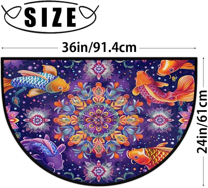 Half Round Doormat Indoor Welcome Mat Home Decorative Flowers Rugs Washable Kitchen Mat for Home Living Room Laundry Room Study Bedroom Floor Mats Ocean - Fish