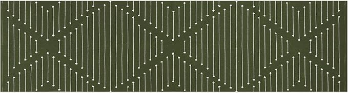 LIVEBOX Green Runner Rug for Kitchen, 2'x8' Boho Washable Rug Runner for Hallway,Moroccan Cotton Long Entryway Area Rug Indoor Carpet for Bedroom Laundry Doorway Entry
