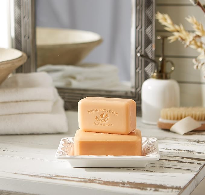 Pre de Provence Artisanal Soap Bar, Natural French Skincare, Enriched with Organic Shea Butter, Quad Milled for Rich, Smooth & Moisturizing Lather, Persimmon, 5.3 Ounce