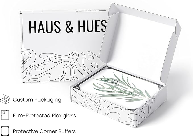 HAUS AND HUES Botanical Plant Wall Art Prints - Set of 4 Plant Wall Decor Prints Floral Kitchen Flower Leaves Wall Art Boho Leaf Eucalyptus Wall Decor Green Botanical Poster Set (11x14, Black Framed)
