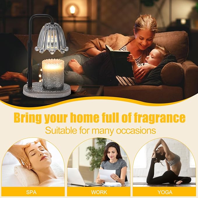 Candle Warmer Lamp with Timer - Electric Candle Wax Melt Warmer with Adjustable Height and Dimmer for Scented Candle Wax, Home Fragrance Décor and House Warming Birthday Gifts for Women Mom
