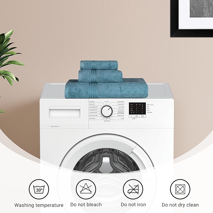 Superior Egyptian Cotton Bath Towel Set, Home Bathroom Towels, Master, Guest Bath, Decor Essentials, Quick Dry, Absorbent, Large Body Towels, Spa, Hotel, Resort, Adult, Kids, Set of 2, Sapphire