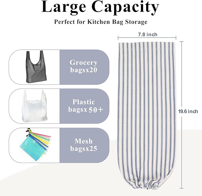 TOGETRUE Plastic Bag Holder, Wall Mount Grocery Bag Organizer for Home Kitchen Pantry Decor (Blue)