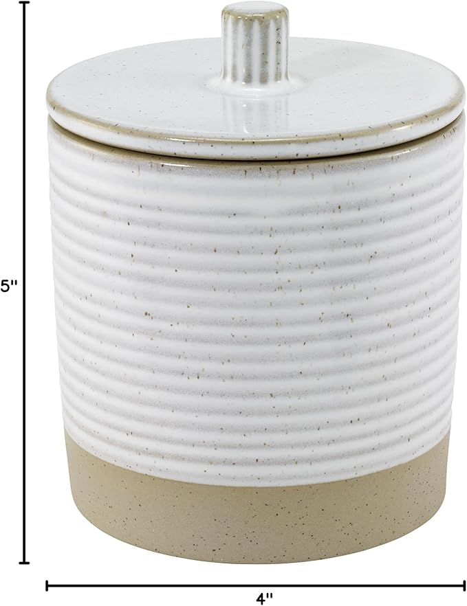 Avanti Linens - Covered Jar, Guest Bathroom Essentials, Modern Home Decor (Drift Collection)