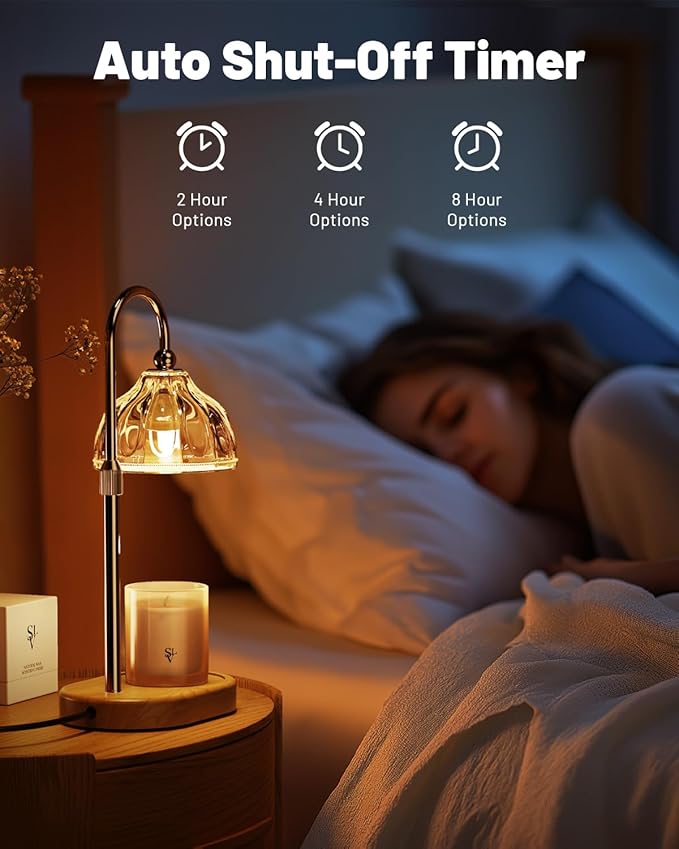 Candle Warmer Lamp with Timer and Dimmer - Candle Warmer Height Adjustable Scented Candles for Thanksgiving, Christmas, Mother's Day, Birthdays, and Housewarming Gifts(Clear)