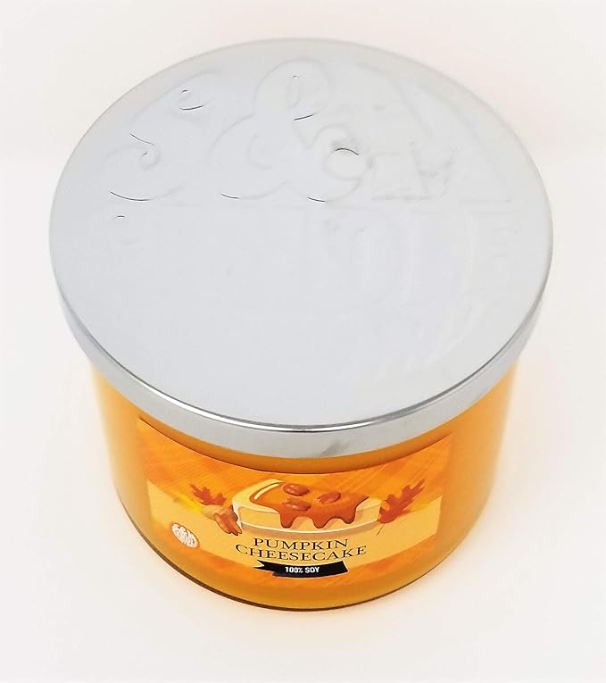 Pumpkin Cheesecake Candle ~ 3 Wick Scented Soy Wax 14.5oz Candle, and 16oz Candles ~ 80 Hour Burn Time ~ Aromatherapy Soy Candles ~ Made in USA by S&M Candle Factory (14.5, Orange)