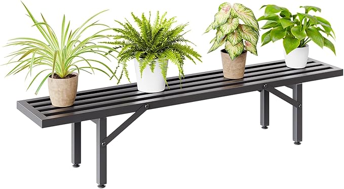 IDZO Steel Ladder Plant Stand Indoor, Heavy-Duty Steel Plant Holder, 220 lb Capacity, Rustproof and Weather-Resistant, Indoor/Outdoor Metal Plant Stand, Space-Saving Display, Easy Assembly, 1-Tier