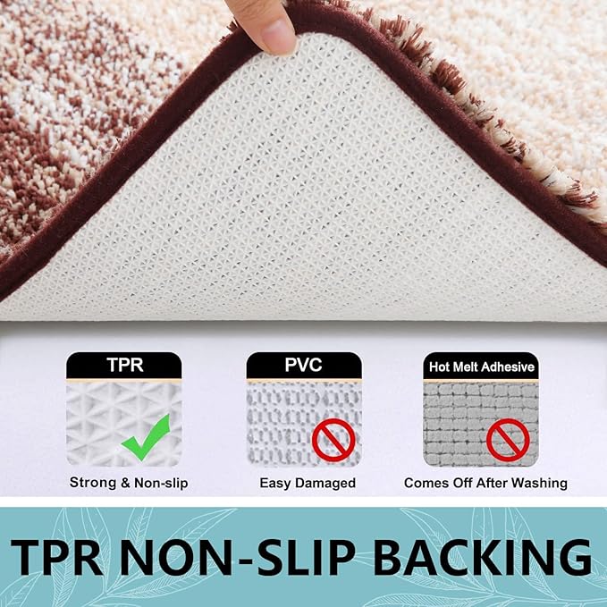 Arotive Microfiber Bathroom Rugs, Shaggy Soft and Absorbent Bath Rug, Non-Slip, Thick Plush Machine Washable Dry Bath Mats for Bathroom, Tub and Shower, 47x17, Brown