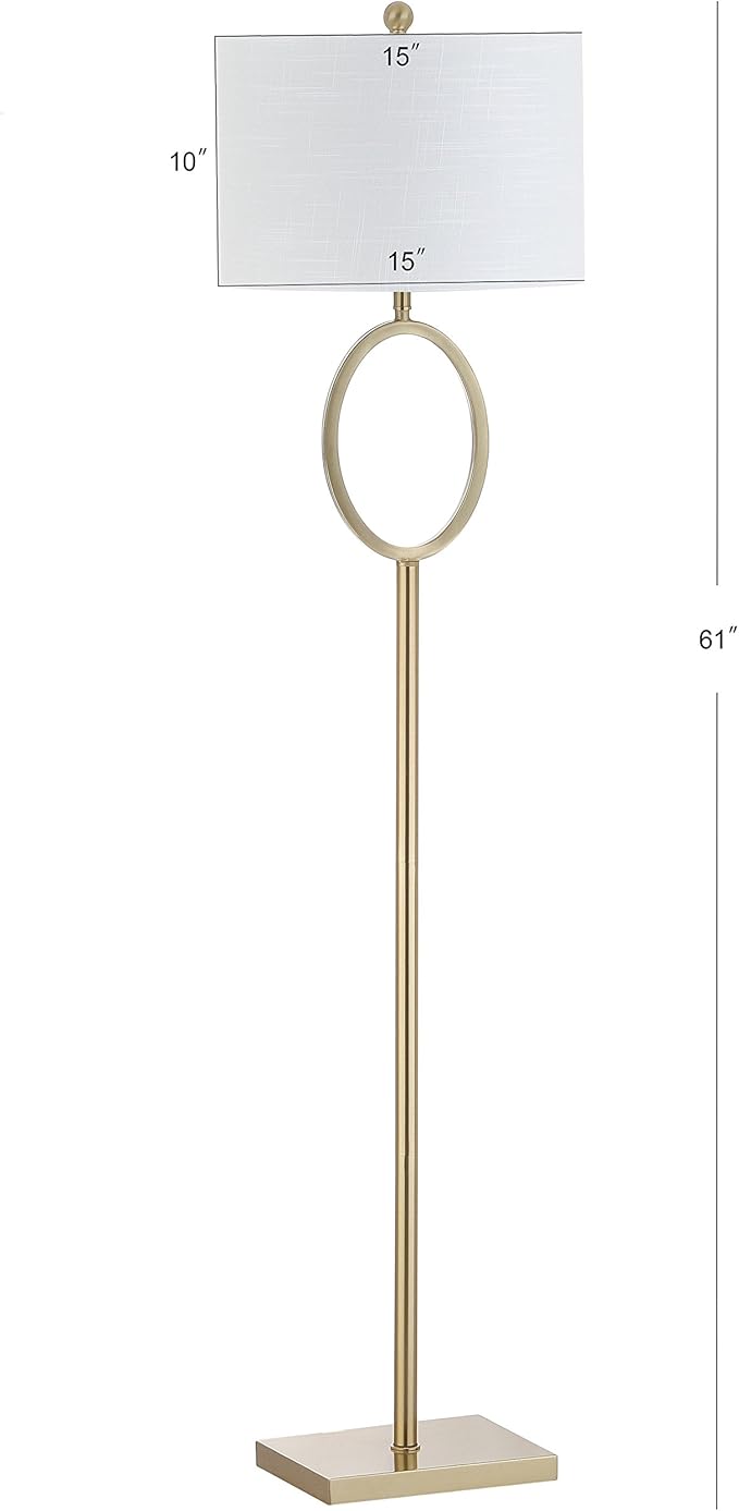 JONATHAN Y JYL1089A April 61" Metal LED Floor Lamp, Modern, Contemporary, Glam, Traditional, Office, Living Room, Family Room, Dining Room, Bedroom, Hallway, Foyer, Brass