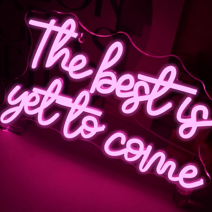The Best Is Yet to Come Neon Sign Pink Letter Led Neon Lights For Wall Decor Usb Power Light Up Signs For Bedroom Home Bar Wedding Birthday Party Kids Room Teens Gifts