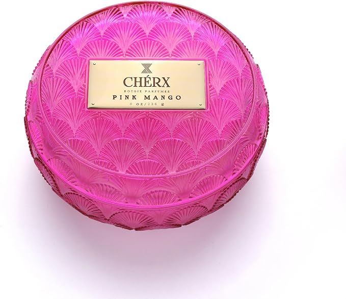 Soy Wax Glass Bowl Candle, 20-25 Hours Burn Time, Natural Essential Oils, Calming Ambiance (Bowl, Pink Mango)