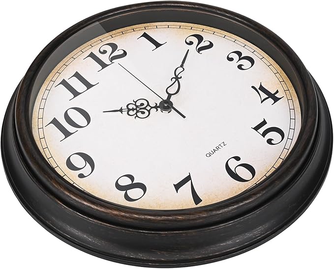 Large Wall Clock 16 Inch Silent Non-Ticking Vintage Wall Clocks Battery Operated for Living Room Kitchen Bedroom (Bronze)