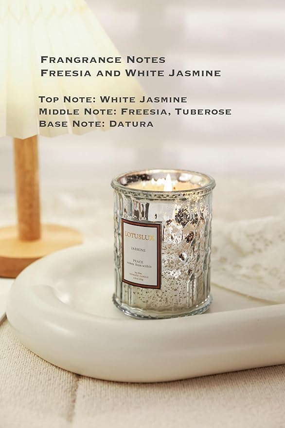 Scented Aromatherapy Luxury Candle - Natural Soy Coconut Wax with Plant Essential Oils, 6.8oz for Home Decor, Relaxation, and Spa Gifts with 45 Hour Burn Time 2 Pack (Vanilla Bourbon+Jasmine)