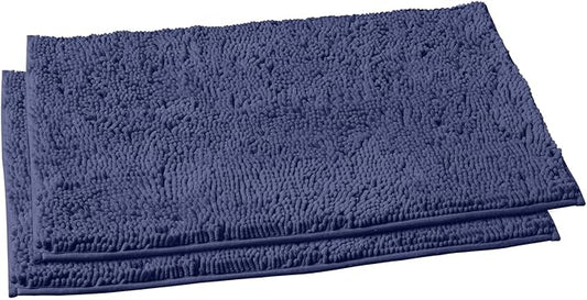 LuxUrux 2 Pc Set – Plush Chenille Bathroom Rug Mat Set, Extra-Soft Bath Mat for Shower & Bathroom, Highly Absorbent Microfiber, Non-Slip Backing for Safety & Comfort.(20 x 30, Purple)