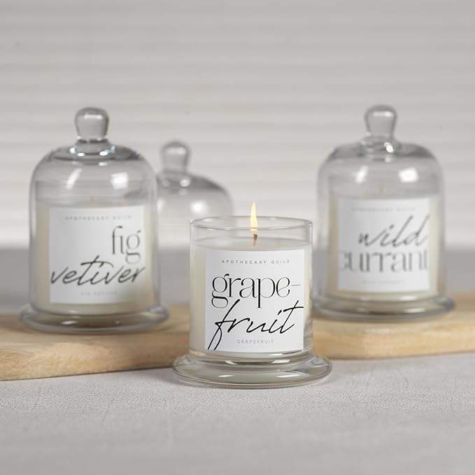 Zodax Apothecary Guild Scented Jar Candle with Glass Cloche, 10.19 oz - Black Fig Vetiver