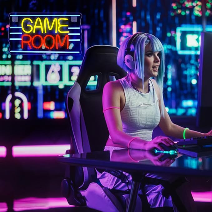 LUCUNSTAR Game Room Neon Sign, Wall Decor Light With Dimmable Switches for Gaming, Play Room