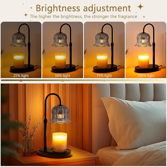 Candle Warmer Lamp Electric Timer - Candles Height Control Warmers Scented Lamps No Flame Heat Warm Melt Wax Jar Modern Home Decor Table Lights for Home Living Bedroom Decorative