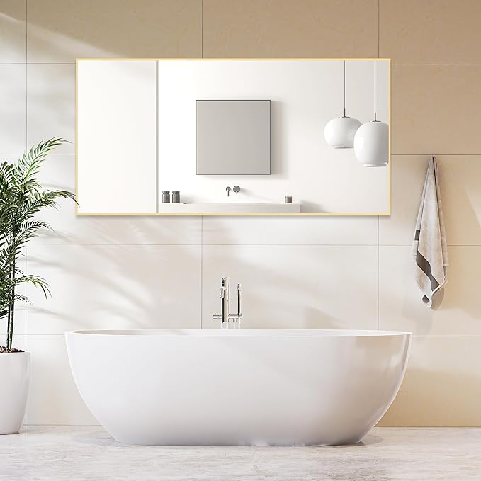 Sweetcrispy 71"x26" Full Length Mirror, Standing or Leaning Full Body Mirror with Aluminum Alloy Thin Frame, Suitable for Bedroom or Cloakroom,Gold