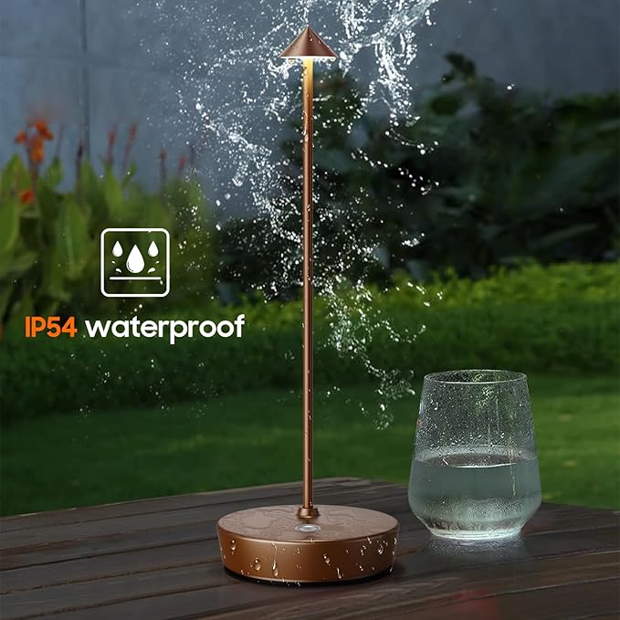 Set of 2 Rechargeable Cordless Table Lamp,6000mAh LED Battery Operated Desk Lamp Touch 3 Color Dimming Portable Outdoor Waterproof Table Light for Patio/Restaurant/Dining/Home (Coffee)