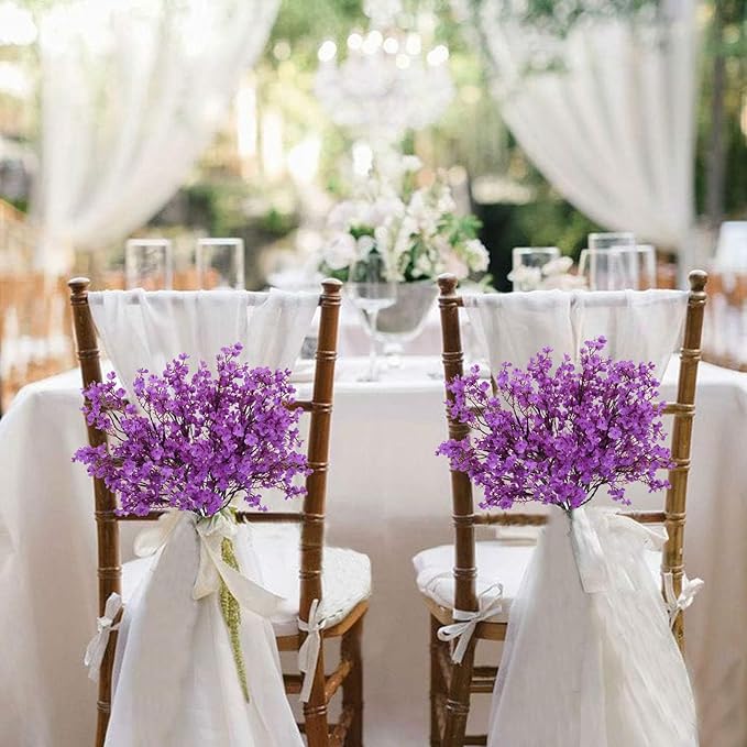 AILANDA 6PCS Babys Breath Artificial Flowers Purple Fake Gypsophila Flower Silk Floral Arrangements for Spring Home Kitchen Office Garden Party Wedding Table Centerpieces Decoration