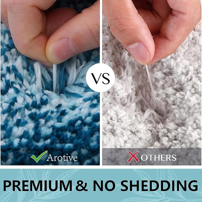 Arotive Microfiber Bathroom Rugs, Shaggy Soft and Absorbent Bath Rug, Non-Slip, Thick Plush Machine Washable Dry Bath Mats for Bathroom, Tub and Shower, 40x24, Peacock Blue