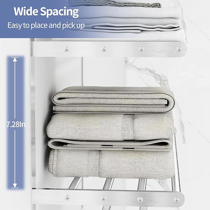 Towel Racks for Bathroom Wall 24 Inch, 3 Tier Bathroom Towel Shelf with Double Towel Bar, Stainless Steel Towel Rack with Towel Shelf, Towel Hanger Holder for Bathroom Towel Storage, Brushed Nickel