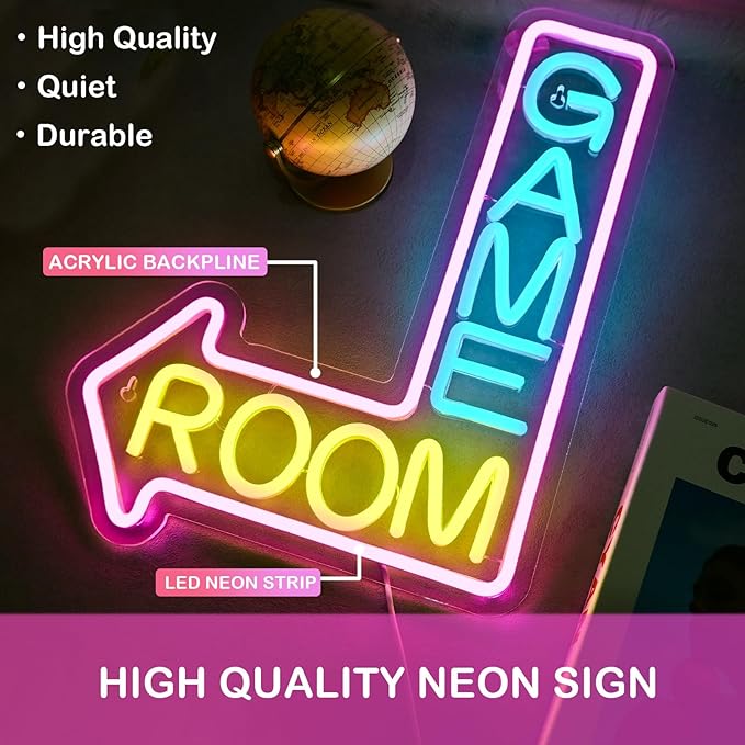Gamerneon Game Room Neon Sign Gaming Led Neon Lights for Wall Decor Man Cave Light Up Signs for Game Room Teen Boy Bedroom Home Bar Gaming Club Decorations Gifts