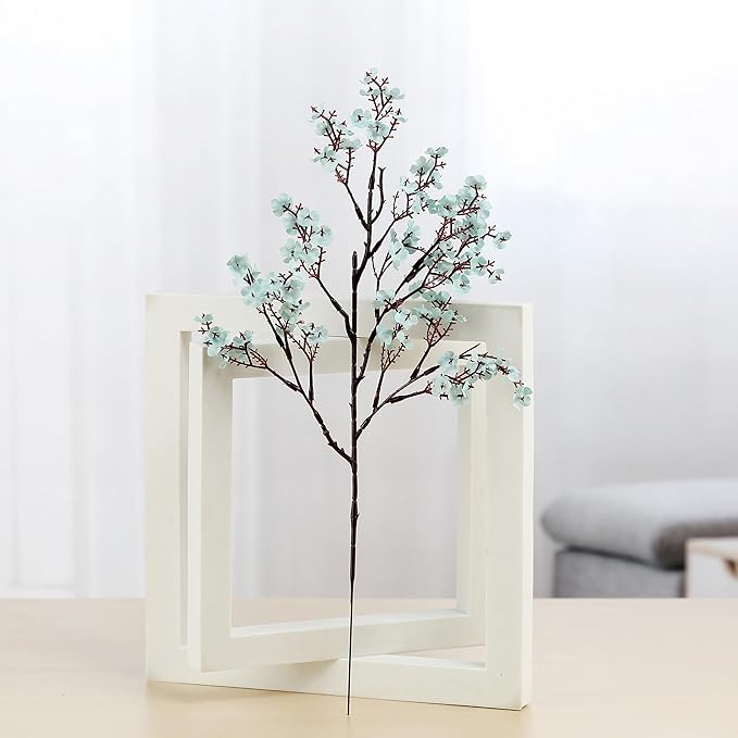 JAKY-Global Babys Breath Fabric Cloth Artificial Flowers 6 Bundle European Fake Silk Plants Decor Wedding Party Decoration Bouquets Real Touch DIY Home Garden (Grey Blue)