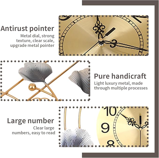 Wall Clock,Large Wall Clocks for Living Room,Silent Non Ticking,Battery Operated Oversized Round Modern Wall Clock for Bedroom,Farmhouse,Office Wall Decor-22x31.5 Inch(Golden)