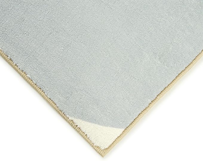 RoomTalks Mid Century Modern Washable Rug, Boho Cute Aesthetic 5x7 Area Rugs for Bedroom Dining Living Room Kitchen Nursery, Blue Abstract Tropical Leaves Thin Indoor Entryway Rug Accent Carpet