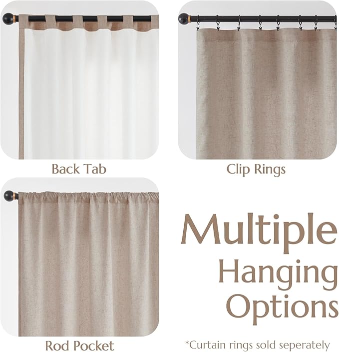 jinchan Taupe Lined Linen Blend Curtains for Closet 108 Inch Extra Long 2 Panels for Floor to Ceiling, 38 Inch Wide Drapes with Rod Pocket Back Tab(38W x 108L, Taupe)