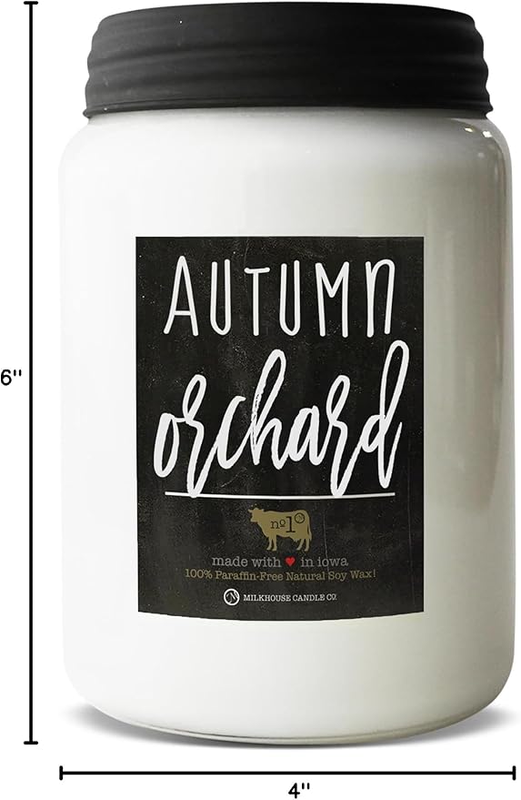 Milkhouse Candle Company - Autumn Orchard - 26oz Beeswax and Soy Candles - Farmhouse Collection - 100% Natural, Paraffin Free, with Premium Fragrance Oil, Glass Jars with Lids