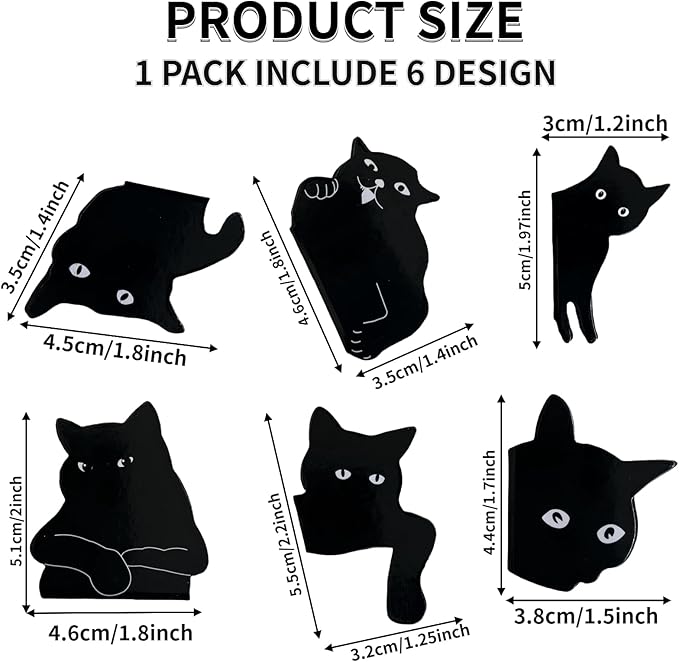 Cute Cat Magnetic Bookmarks - 6 Pieces Assorted Book Markers Clip Set for Women Teachers Students Book Lovers Reading, for School Office Home Supplies, Funny Cat Magnet Page Markers