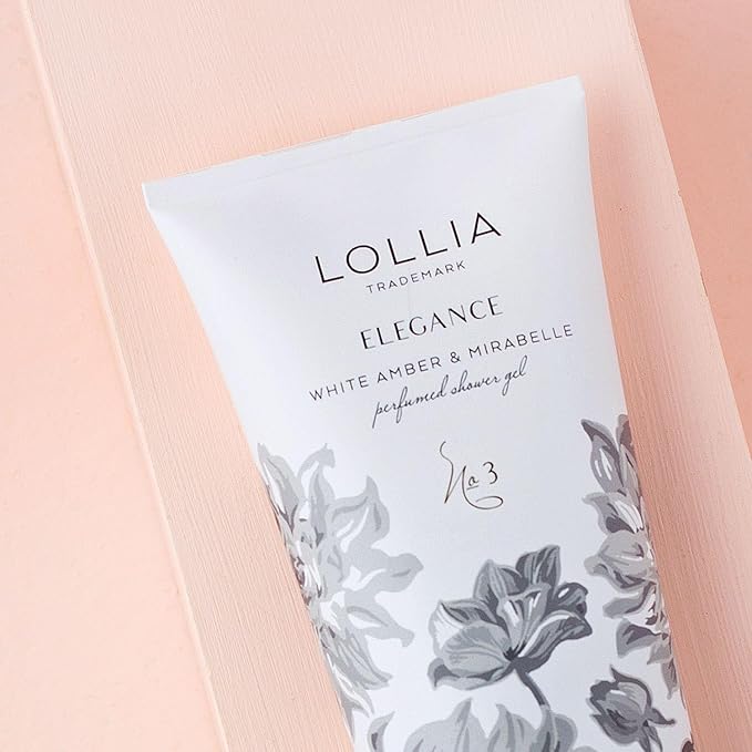 Lollia Elegance Shower Gel, 8 fl. oz. – White Amber & Mirabelle – Scented Shower Gel Body Wash, Shea Butter Body Wash, Bath Wash for Women, Beautiful Shower Gel, Moisturizing Body Wash