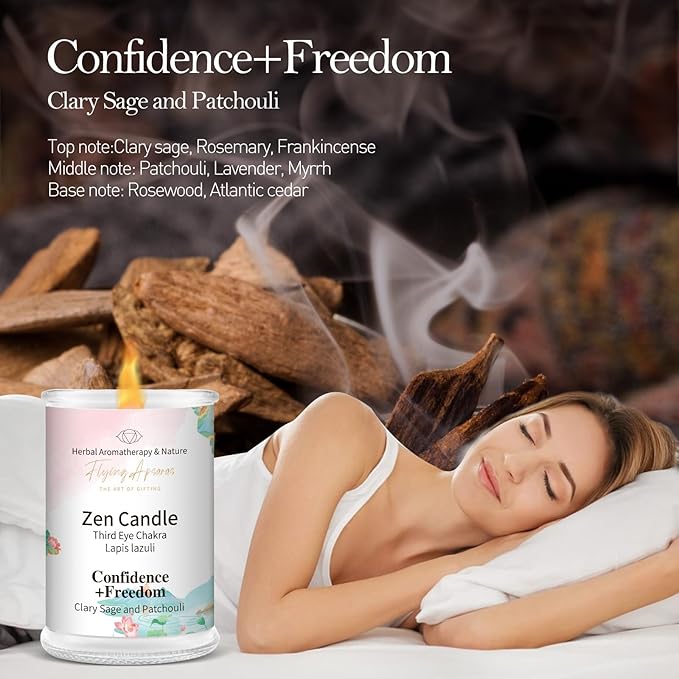 APSARAS Confidence+Freedom Scented Candles, Clary Sage and Patchouli Aromatherapy Spring Candle Sets for Women Gift for Bathroom, Jar Non Toxic Soy Candles for Home Scented, 36 Hours Burn Time