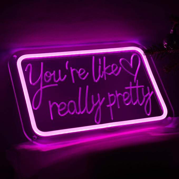 You're Like Really Pretty Neon Signs for Wall Decor, Neon Lights Signs for Bedroom Decor Birthday Gift for Teen Girls Led Neon Sign Pink Neon Sign for Home, Wedding, Party