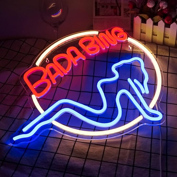 Bada Bing Neon Signs Led Sign for Bedroom Sopranos Merch Light up Sign Neon Light Sign with USB/Switch Operated Man Cave Led Neon Sign for Wall Decor Bar Club Party Bedroom