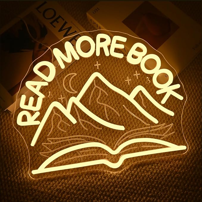 Read More Book Neon Signs Mountain Neon Signs for Wall Decor Dimmable Book Classroom Led Light for Reading Bookshelves Bedrooms Bookstores Libraries Clubs Book Lovers Reader Gift
