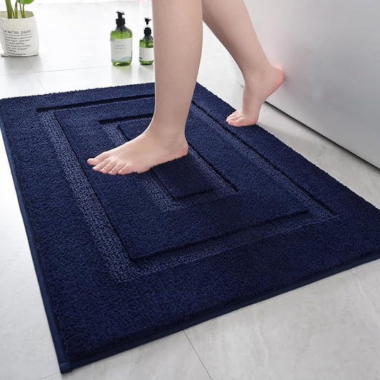 HOMORE Bathroom Runner Rug 24x36 Inch, Navy Blue Non Slip Bath Rug for Bathroom, Thick Soft and Absorbent Microfiber Bathroom Mat, Washable Plush Bath Runner Rugs Carpet for Shower Floor
