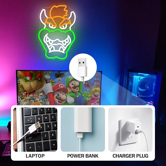 Anime Neon Signs for Wall Decor Dimmable Gaming Neon Light Gamer Neon Signs for Bedroom Game Room Man Cave