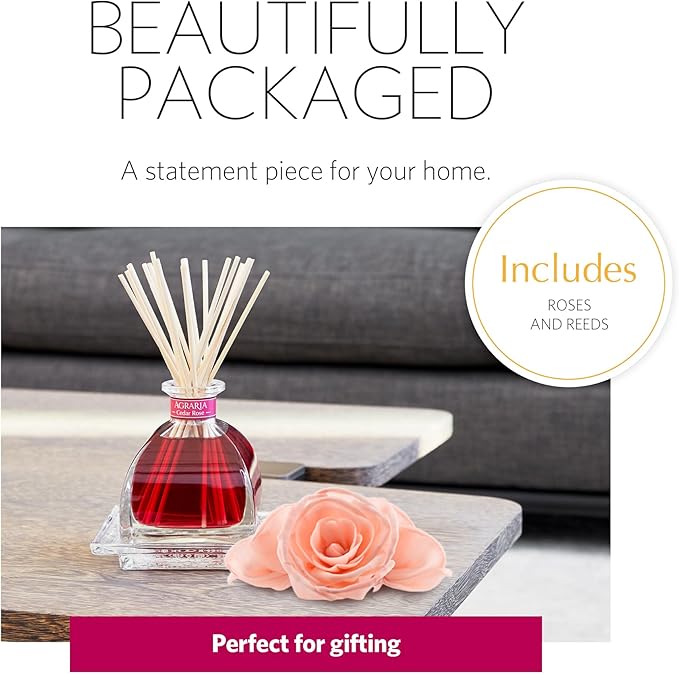 AGRARIA AirEssence Flower and Reed Diffuser Set, Hand Crafted Sola Flower Botanical Home Fragrance Diffuser, Scented Oil Reed Diffuser, Flower and Reed Diffuser Gift Set for All Occasions