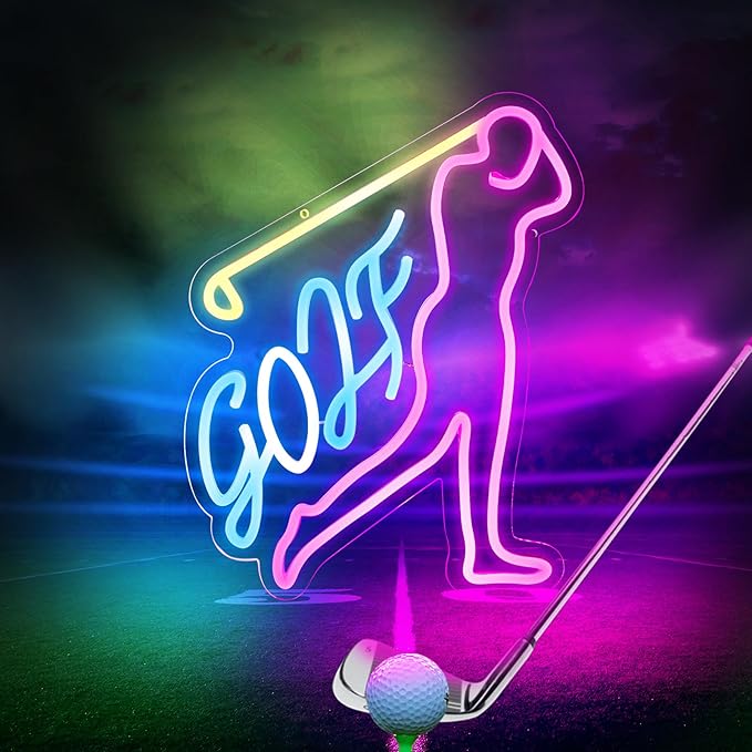 Golf Man, Neon Sign, Disco Neon Sign, Led Neon Light for Wall Decor, Signs for Light Sign for Disco Party,Bar,Music,Wedding birthdy,Game Room Man Cave,Christmas. Dimmable, USB powered.