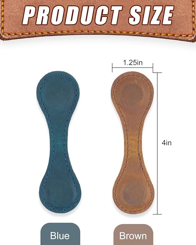 2Pcs Magnetic Leather Bookmarks for Women & Men - Vintage Faux Double-Sided Book Mark Clips, Reader Accessories for Books/Notebooks, Book Lover Gift Set (Blue + Brown)