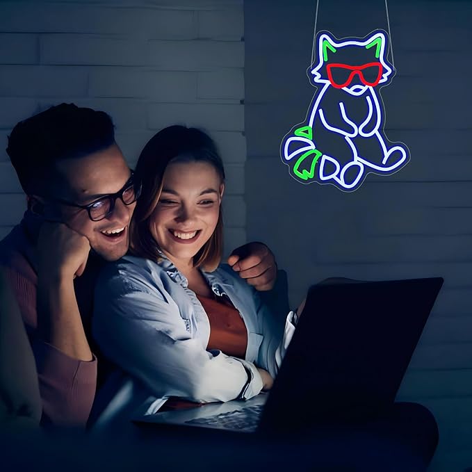 Neon Sign, HSJNJKFU Fox Neon Signs for Wall Decor LED Neon Light for Room Decor Cute Animal LED Light Neon Bar Sings for Man Cave USB Powered