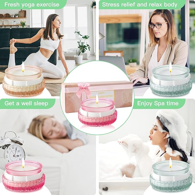 Scented Candles Gift Set-3 Pack Aromatherapy Candles for Women with Lavender,Sandalwood Rose & Vanilla,Natural Soy Wax,Candles for Home Scented,Candle Gifts for Women Birthday,Christmas