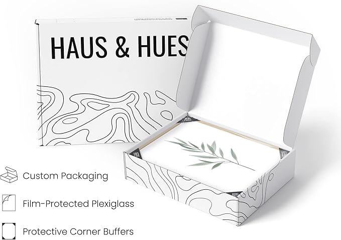 HAUS AND HUES Green Plant Art Print Set of 4-16x20 - Framed Beige