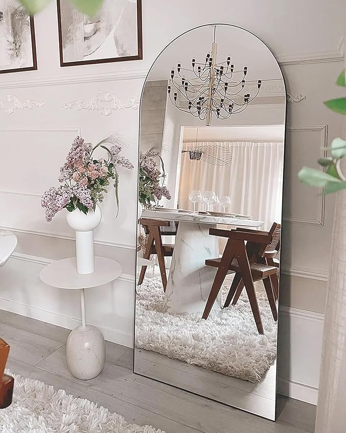 Full Length Mirror, Arched Floor Mirror, 30" x 71" Oversized Full Length Mirror, Freestanding, Full Body Mirror, Arch Mirror Full Length, Wall Mounted Mirror for Bedroom, Black