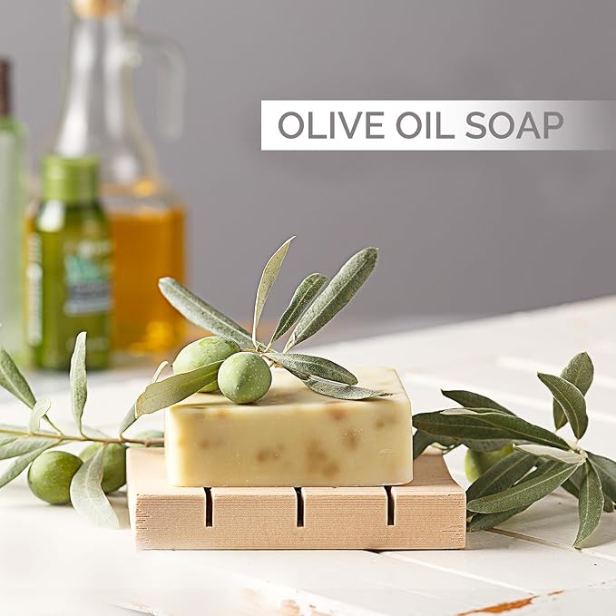 All Natural Set of Soap Bars, Rose, Lavender, Olive Oil with Wooden Soap Dish, Assortment of Natural Hand-Made Soaps, Made in Europe