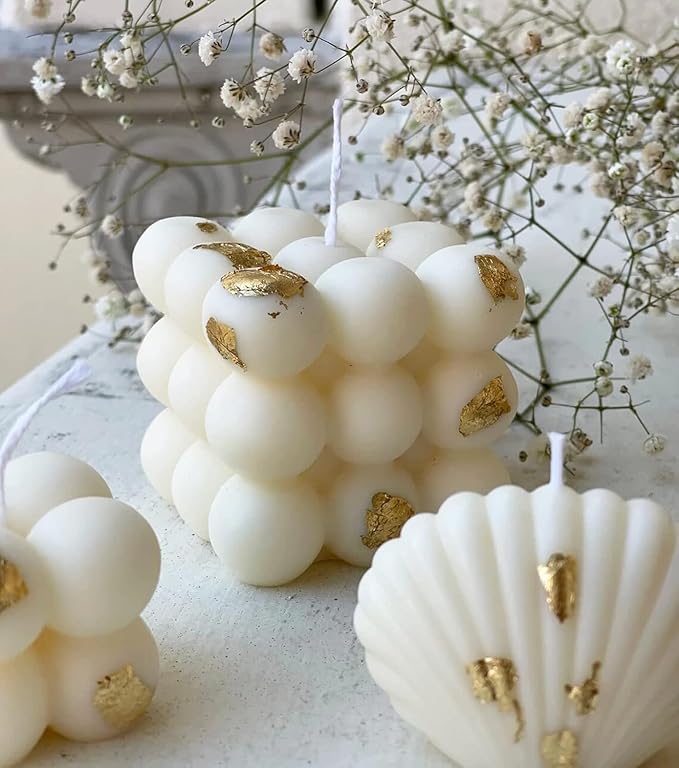 Aroma Candle Bubble Shaped,Aesthetic Scented Candle,150G Handmade Soy Wax Decorative Candle for Table Photo Prop Birthday Gift,Prefect for Meditation Stress Relief Mood Boosting-White